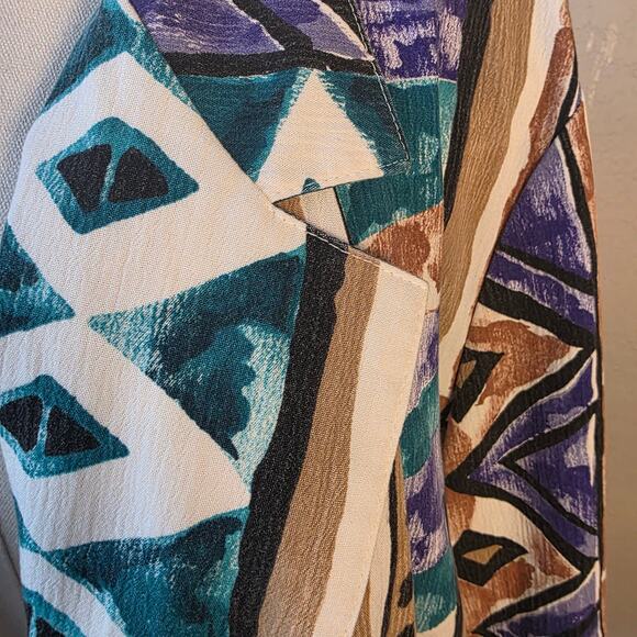 VINTAGE Toni Garment For CC Magic Wild‎ Women's Tribal Office Blazer Sz XL Multi - Picture 6 of 8